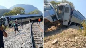 میکسیکو میں ٹرین موڑ کاٹتے ہوئے پٹری سے اتر گئی، حادثے میں13 افراد ہلاک