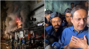 میئرکراچی کی 23گھنٹے بعد آگ سے تباہ شدہ گل پلازہ آمد، شہریوں کا احتجاج