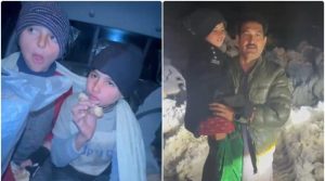 برفباری کے دوران ڈی ایس پی نے 3 کمسن بہن بھائیوں کو اپنی جرسی اور گرم چادر دیکر سردی سے بچالیا