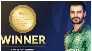قومی کرکٹر صاحبزادہ فرحان آئی سی سی پلیئر آف دی منتھ قرار