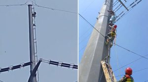 گھریلو ناچاقی سے تنگ شہری بجلی کے ہائی ٹینشن پول پر چڑھ گیا