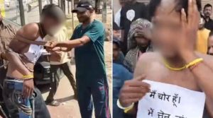 شہریوں کا چوری کے الزام پر ایک شخص پر تشدد، سر کے بال کاٹ دیے